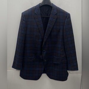 HUGO BOSS Huge6/Genius5 Slim Fit Suit 48R Blue Plaid Super 100 Wool